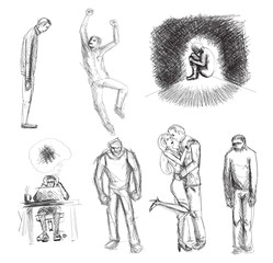 Sketch of human emotions and body language