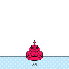 Cake icon. Birthday delicious dessert sign.