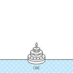 Cake icon. Birthday delicious dessert sign.