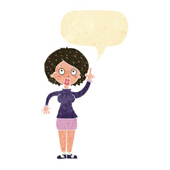 cartoon woman with idea with speech bubble