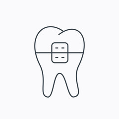 Dental braces icon. Tooth healthcare sign.
