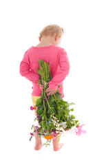 Toddler girl with flowers