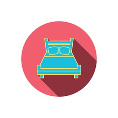 Double bed icon. Sleep symbol.