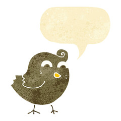 cartoon funny bird with speech bubble