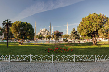 Fototapeta na wymiar Blue mosque in the morning