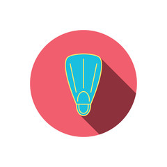 Swimming flippers icon. Diving sign.