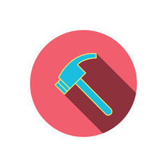Hammer icon. Repair or fix tool sign.