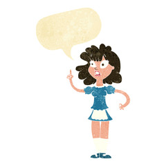 cartoon worried maid with speech bubble