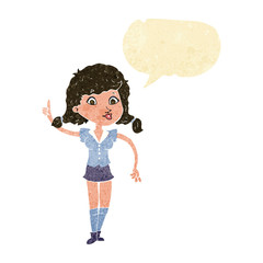 cartoon pretty woman with idea with speech bubble