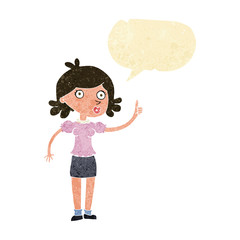cartoon woman with idea with speech bubble