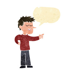cartoon man pointing with speech bubble