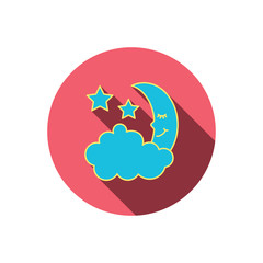 Night or sleep icon. Moon and stars sign.