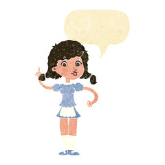cartoon pretty maid woman with speech bubble