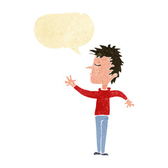 cartoon dismissive man with speech bubble