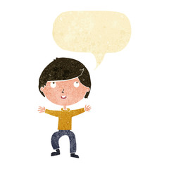 cartoon happy boy with speech bubble