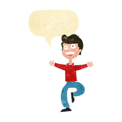 cartoon excited boy with speech bubble