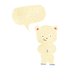 cartoon teddy polar bear cub with speech bubble
