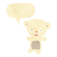 cartoon teddy polar bear cub with speech bubble