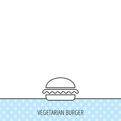 Vegetarian burger icon. Fast food sign.