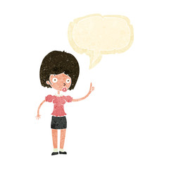 cartoon woman with idea with speech bubble