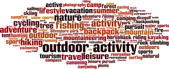 Outdoor activity word cloud concept. Vector illustration