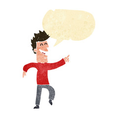 cartoon man pointing and laughing with speech bubble