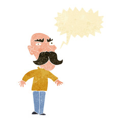 cartoon angry old man with speech bubble