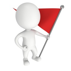 Man with red flag