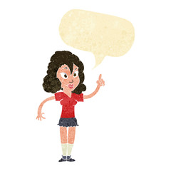 cartoon pretty woman with idea with speech bubble