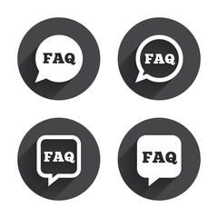 FAQ information signs. Help speech bubbles.
