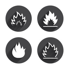 Fire flame icons. Heat signs.