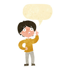 cartoon boy with idea with speech bubble
