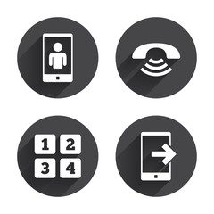 Phone icons. Call center support symbol.