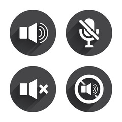 Player control icons. Sound, microphone and mute
