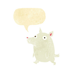 cartoon funny little dog with speech bubble