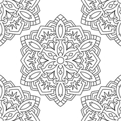 Seamless Abstract Tribal Black-White Pattern. Hand Drawn Ethnic