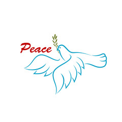 Bird of peace with green olive branch