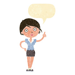 cartoon pretty woman with idea with speech bubble
