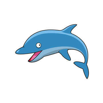 Jumping bottlenose dolphin cartoon character