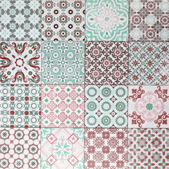 Old ceramic tiles patterns background in the park public