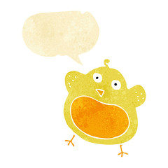 cartoon fat bird with speech bubble