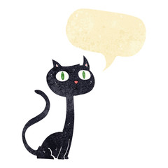 cartoon black cat with speech bubble