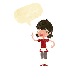 cartoon maid with speech bubble