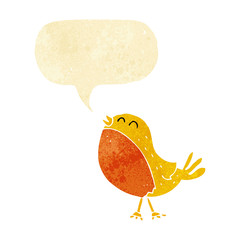 cartoon singing bird with speech bubble