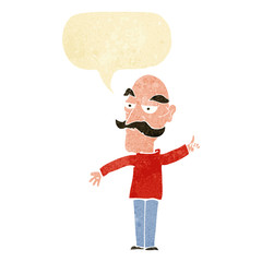 cartoon old man telling story with speech bubble