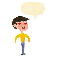cartoon man in love with speech bubble