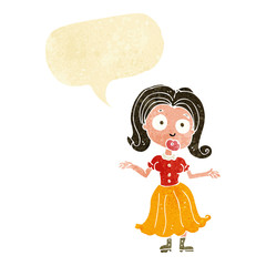 cartoon confused girl with speech bubble