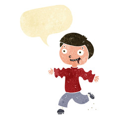 cartoon excited boy with speech bubble