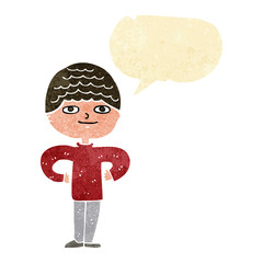 cartoon proud man with speech bubble