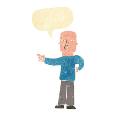 cartoon pointing man with speech bubble